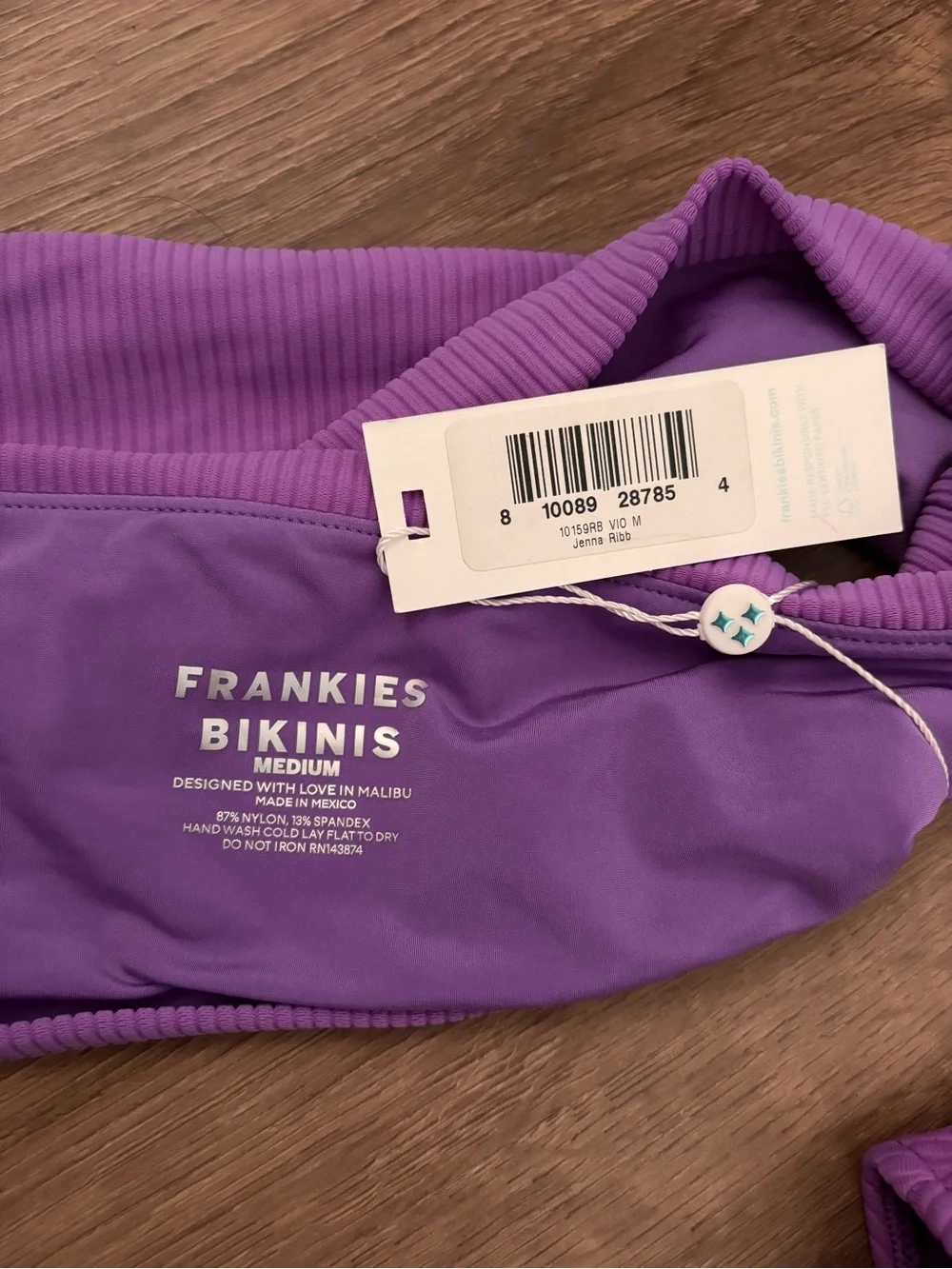 Frankie's Bikinis Ribbed Bandeau Bikini Set - Lavender
